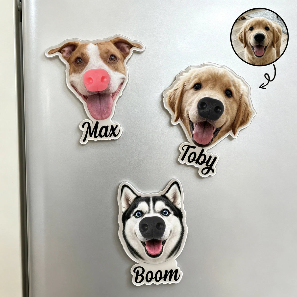 Custom Dog Fridge Magnet With Playful Pet Face, Cute Kitchen Decor, Unique Creative Gift for Pet Owner