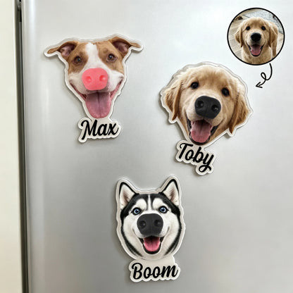Custom Dog Fridge Magnet With Playful Pet Face, Cute Kitchen Decor, Unique Creative Gift for Pet Owner