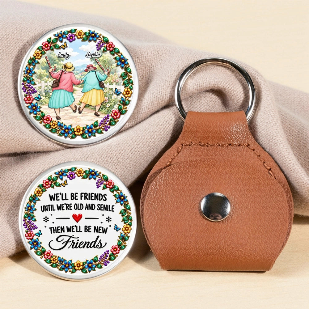 Personalized Pocket Hug, Colorful Floral Friends Walking Together, Unique Keepsake Gift for a Friend