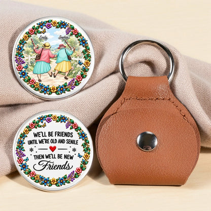 Personalized Pocket Hug, Colorful Floral Friends Walking Together, Unique Keepsake Gift for a Friend