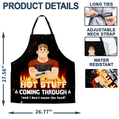 Custom Apron with Funny Hot Stuff Quote, Creative Gift for Dad's BBQ Nights & Kitchen Laughs