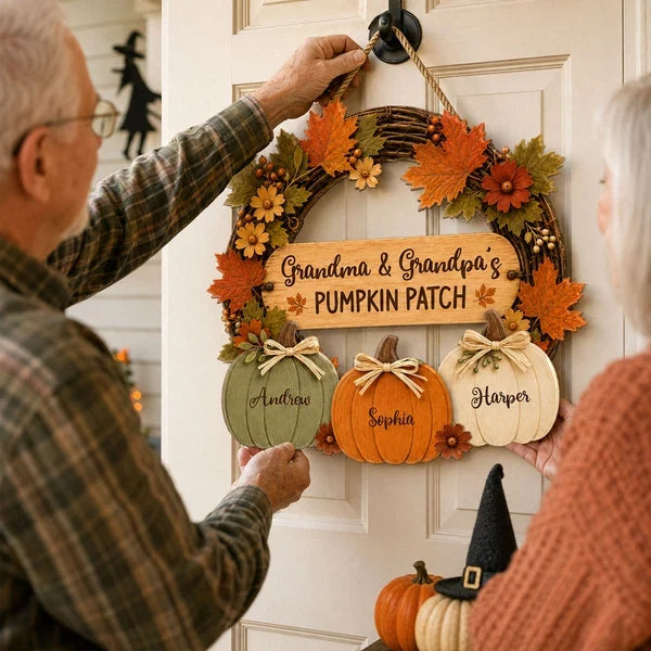Personalized Grandma & Grandpa's Pumpkin Patch Wooden Sign, Warm Autumn Decor, Creative Family Gift