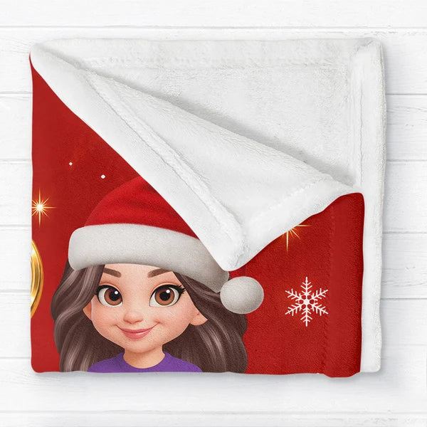 Personalized Fleece Blanket, Custom Christmas Keepsake Held by Mother and Daughter, Unique Gift for Kids