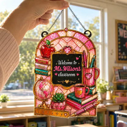 Personalized Acrylic Suncatcher Ornament for Teacher, Classroom Window Decor, Unique Teacher Gift