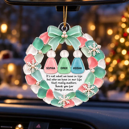 Personalized Acrylic Ornament, Friend Figures in a Pastel Heart Wreath, Unique Christmas Gift for Best Friends