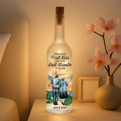 From Our First Kiss Till Our Last Breath – Personalized Bottle Lamp Gift for Couples