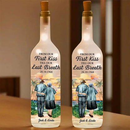 From Our First Kiss Till Our Last Breath – Personalized Bottle Lamp Gift for Couples