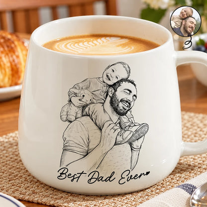 Tapered Ceramic Mug, Personalized Father and Child Keepsake for Coffee Moments, Creative Gift for Dad