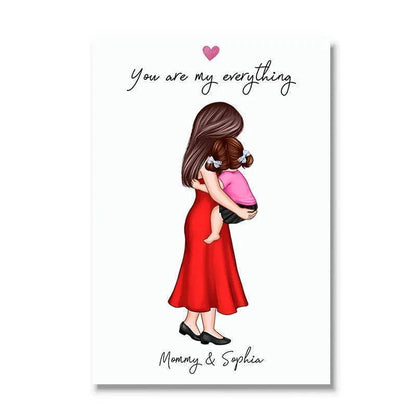 Mother's Embrace - 'You Are My Everything' Personalized Poster with Mom & Child - A Heartfelt Gift for Mother's Day