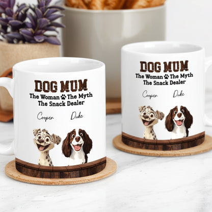 Dog Mum - The Myth, The Snack Dealer' Themed Mug – White Ceramic, Ideal Gift for Pet Lovers on Mother’s Day or for Home Use
