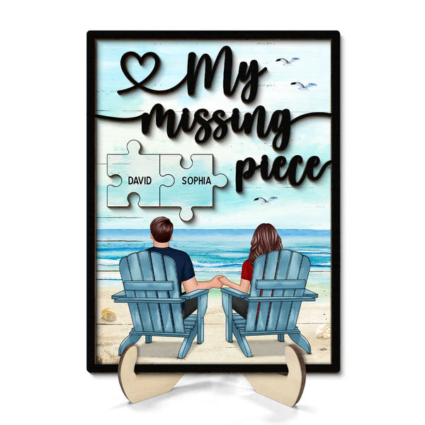 My Missing Piece - Custom Couple Beach Design Wooden, Acrylic or LED Plaque - Unique Gift