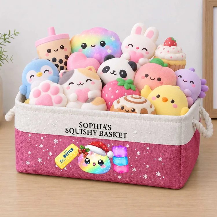 Personalized Cotton Linen Rope Basket for Squishy Toy Display, Unique Gift for Kids and Collectors