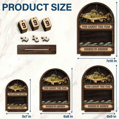 Personalized 2-Layer Wooden Tracker Sign Fishing Catch Counter for Man Cave Decor - Unique Gift for Anglers