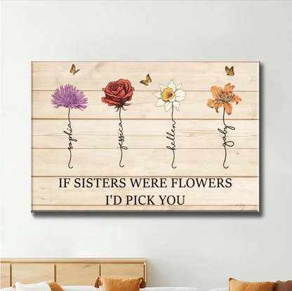 Custom personalized gift surprise with 'If Friends Were Flowers I'd Pick You' plaque, poster, ornament, jewelry dish, or keychain design