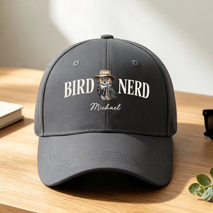 Personalized Bird Nerd Hat with Custom Name & Bird Illustration, Choice of Cap Styles, Gift for Birdwatchers