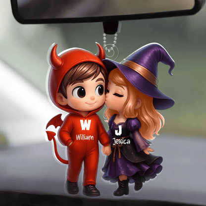 “Devil & Witch” Personalized Acrylic Ornament – Cute Halloween Gift for Couples