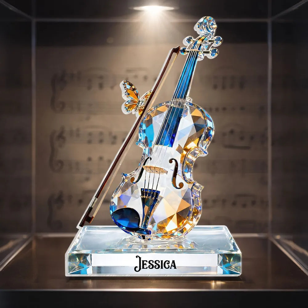 Violin Crystal-Style Shaped Acrylic Block Plaque, Personalized Music M ...