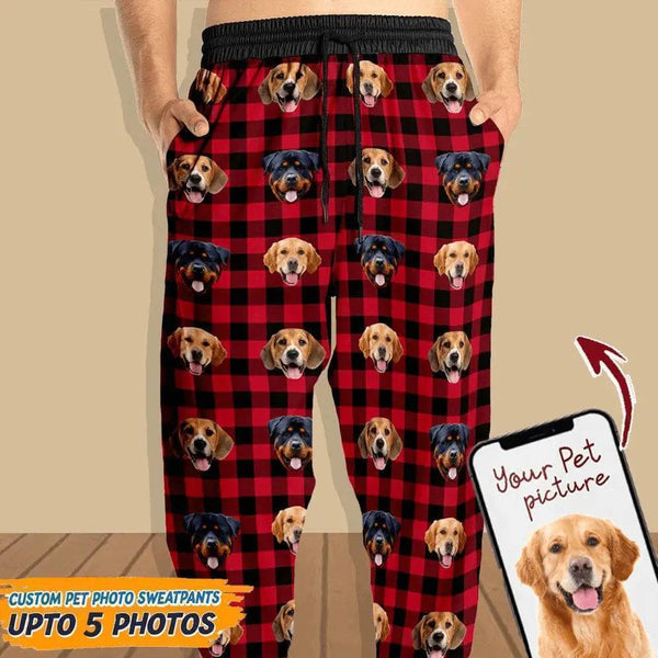 Custom Photo With Christmas Pattern Dog Men and Women's Sweatpants - Any Dog Lover Will Be Moved By This Gift