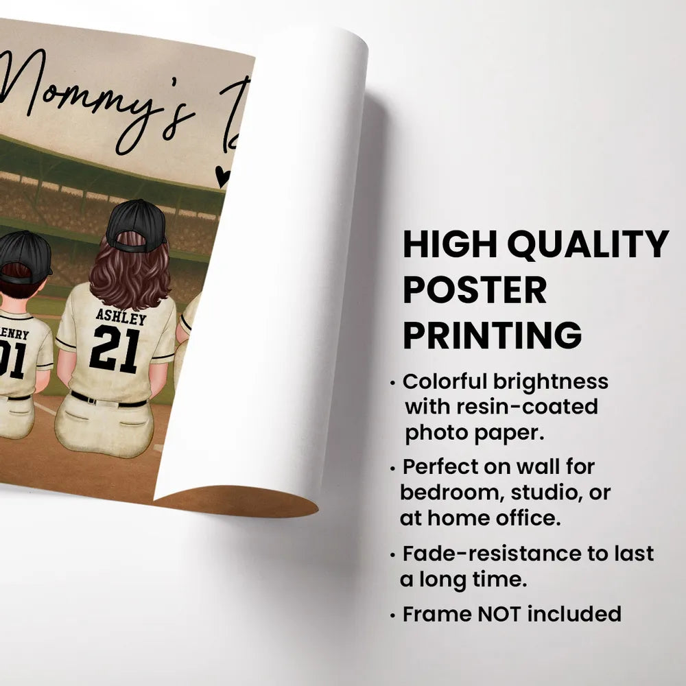 We Caught The Best Mom Poster, Custom Baseball Family Scene, Creative Gift for Mom's Wall
