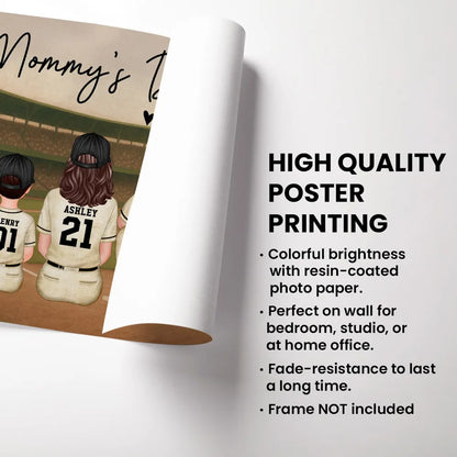 We Caught The Best Mom Poster, Custom Baseball Family Scene, Creative Gift for Mom's Wall