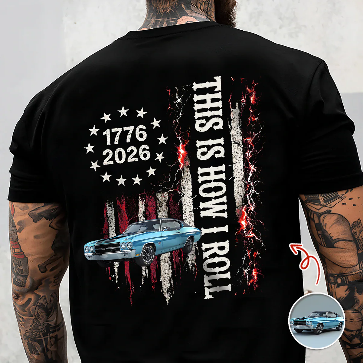 Custom Car Photo Classic Tee, I'm Not Old I'm Classic Patriotic Back Print, Unique Gift for Car Lover