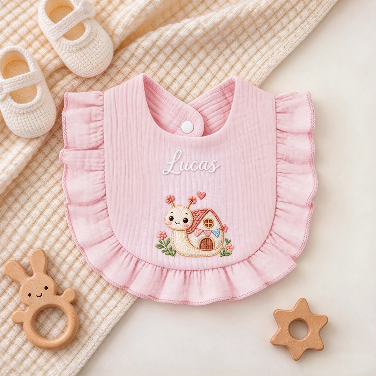 Personalized Embroidered Ruffle Baby Bib, Unique Gift for Babies and New Parents