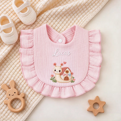 Personalized Embroidered Ruffle Baby Bib, Unique Gift for Babies and New Parents
