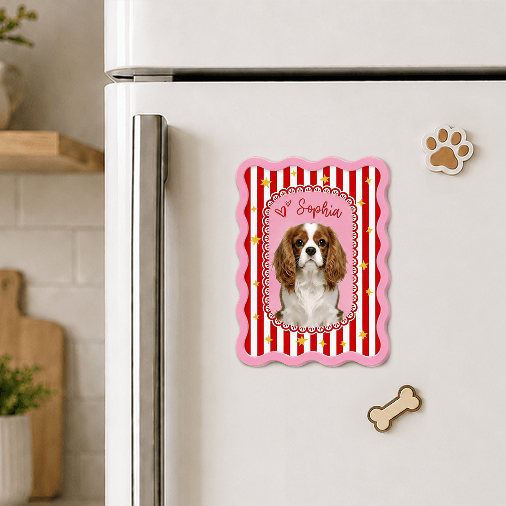 Personalized Pet Portrait Acrylic Fridge Magnet, Custom Pet Photo & Name, Cute Kitchen Decor, Gift for Pet Lovers