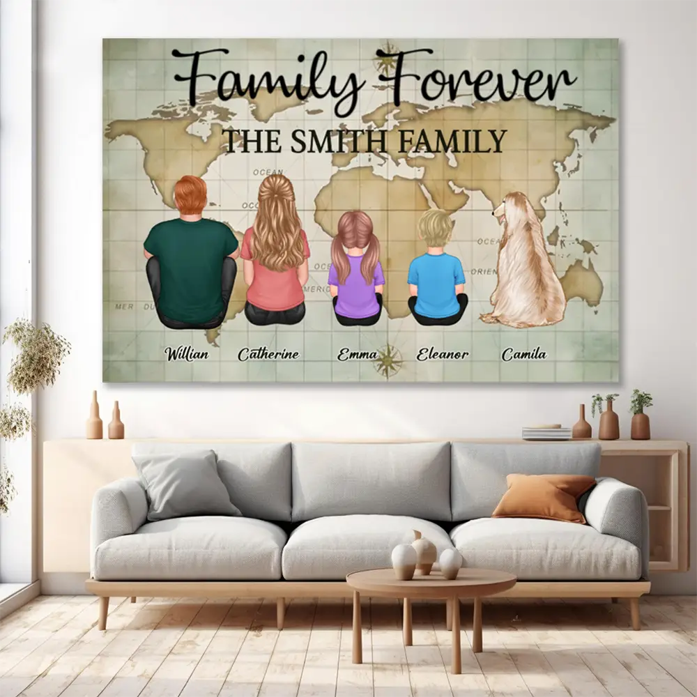 Our World Together - "Family Forever" Personalized Poster or Canvas - A Heartwarming Gift for Home