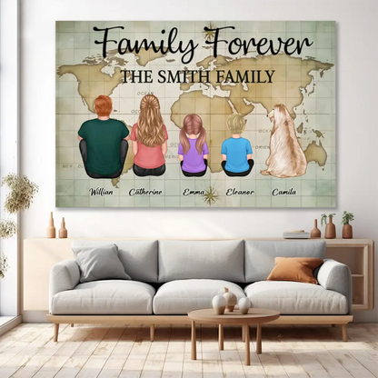 Our World Together - "Family Forever" Personalized Poster or Canvas - A Heartwarming Gift for Home