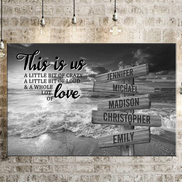Ocean Sunset Personalized "THIS IS US" Multi-Names Premium Canvas Poster