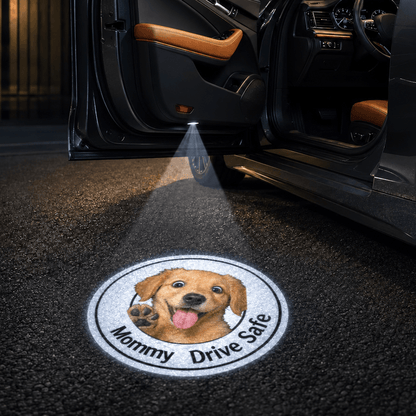 Personalized Car Door Projector Lights with Custom Pet Photo & Name, Drive Safe Design, Unique Gift for Pet Lovers