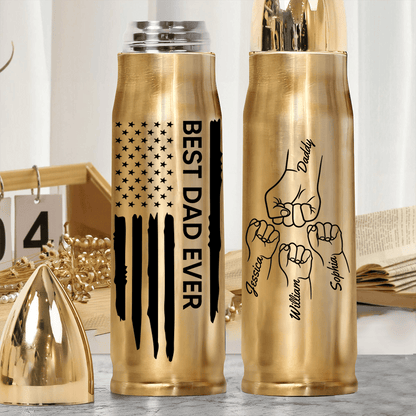 “Best Papa Ever” Bullet Tumbler – Personalized Fist-Bump Names, Father’s Day Gift