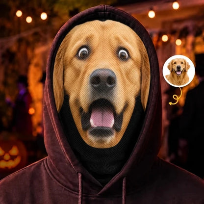 Personalized Pet Face Balaclava Mask with Custom Photo, Hilarious Realistic Pet Face Costume for Funny Dress-Up Parties