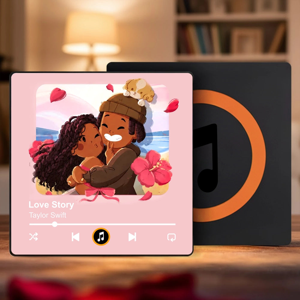 Personalized Acrylic Music Magnet with Photo & Song, Romantic Couple Keepsake Gift for Partner