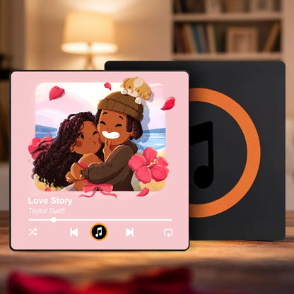 Personalized Acrylic Music Magnet with Photo & Song, Romantic Couple Keepsake Gift for Partner