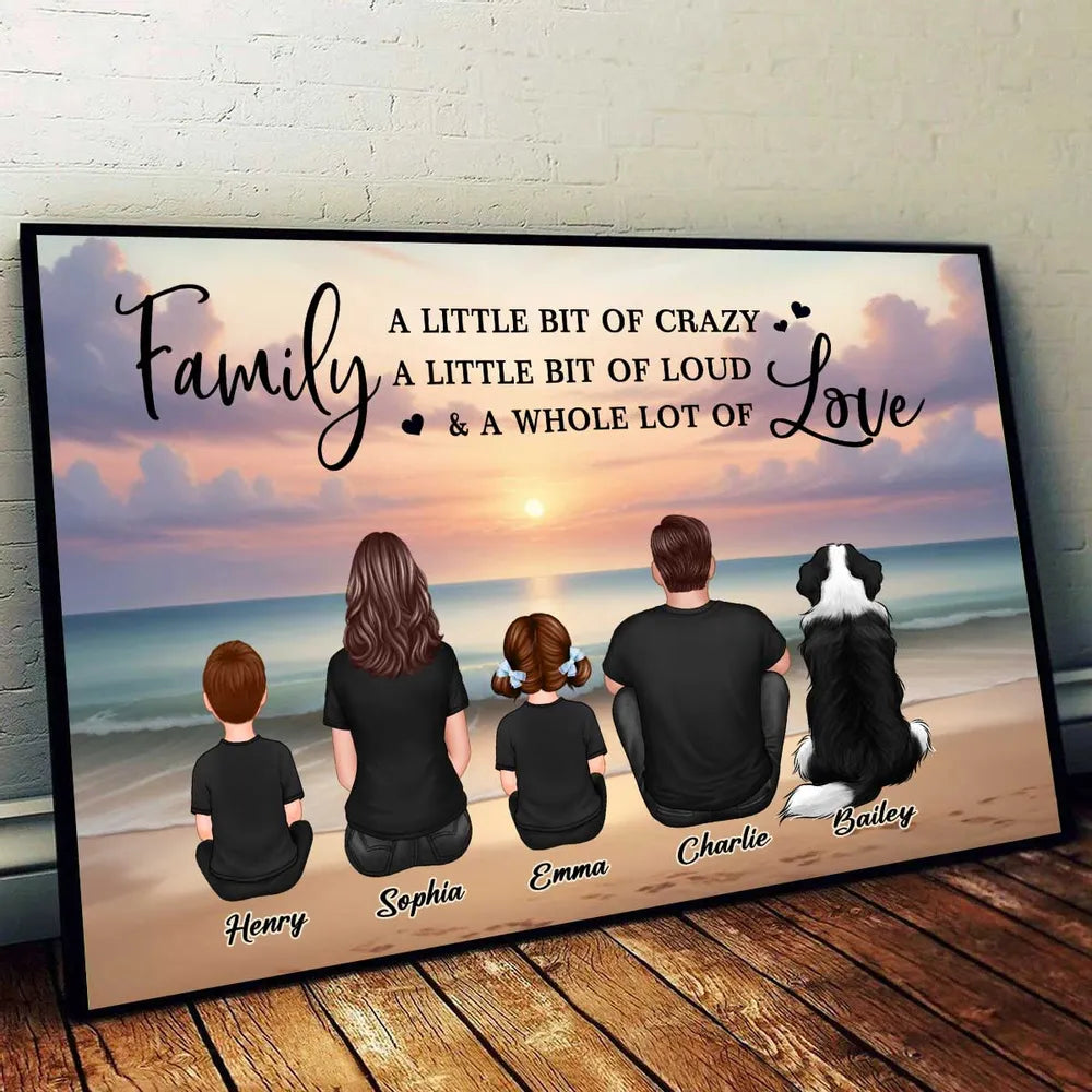 Family Beach Sunset Personalized Poster, Whole Lot Of Love Wall Art, Unique Gift for Mom