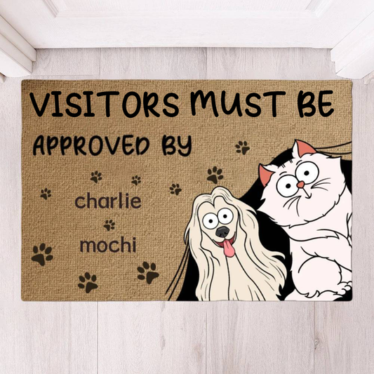 Welcome Humans! Our Doormat Is Pet Approved - Dog Personalized Custom Home Decor Decorative Mat - House Warming Gift, Gift For Pet Lovers, Pet Owners