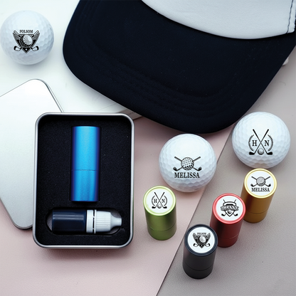 Personalized Plastic Golf Ball Stamp with Gift Box, Reusable Marker Golf Accessory, Unique Gift for Dad or Golf Lovers