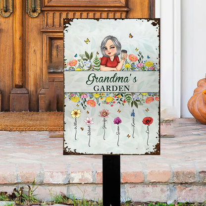 Personalized "Mommy’s Garden" Rectangular Iron Sign – Custom Flower Garden Sign for Mom, Ideal Gift for Mother's Day or Family Garden Lovers