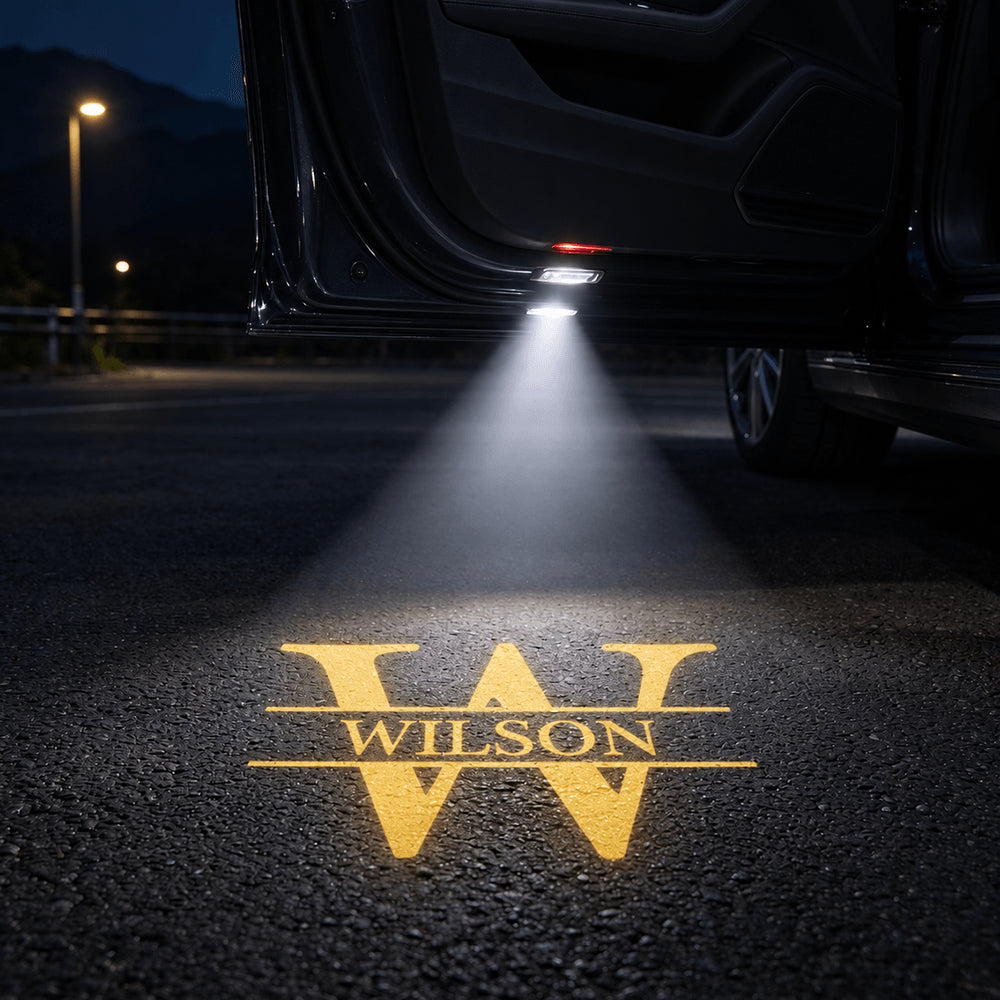 Personalized Car Door Projector Lights, Warm Gold Welcome Projection for Nighttime Entry, Creative Gift for Drivers