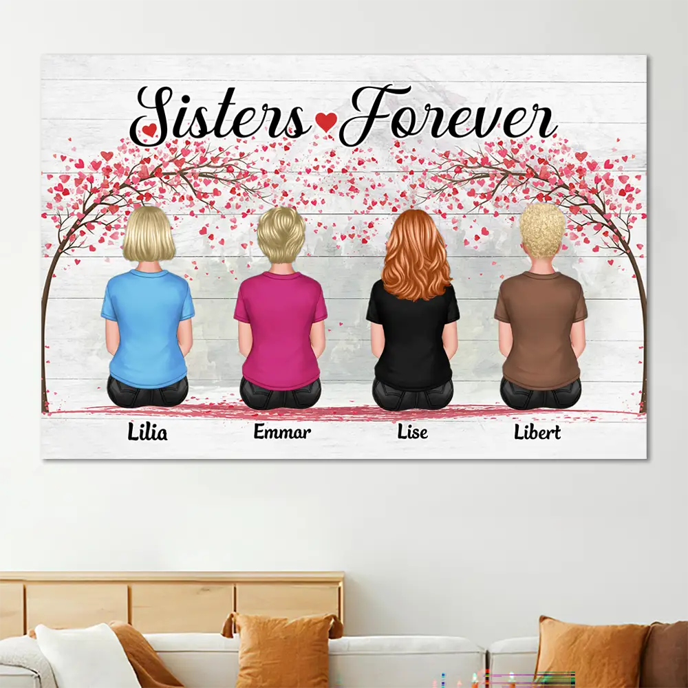 Sister Back View Design - Personalized Poster, Pillow, Wall Art, Home Decor, Unique Gift for Sisters