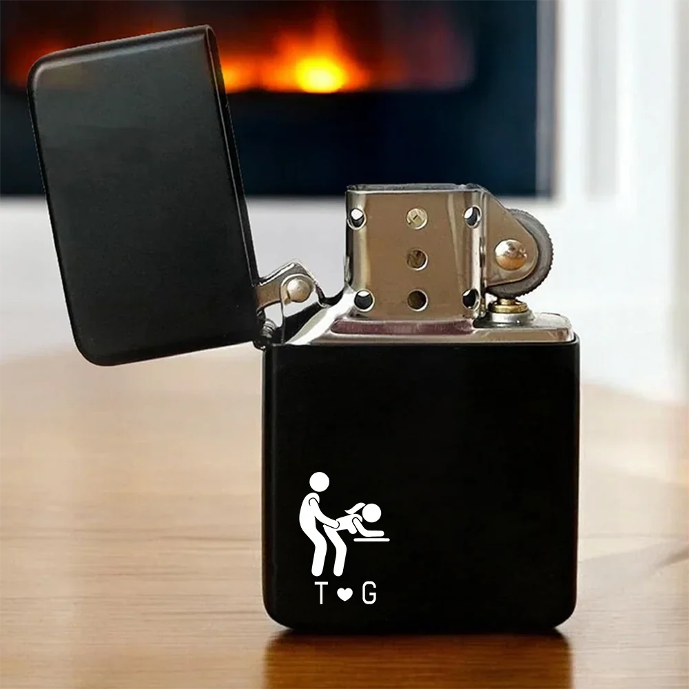 Personalized Metal Lighter with Playful Adult Couple Pose, Funny Keepsake and Creative Gift for a Partner