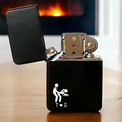 Personalized Metal Lighter with Playful Adult Couple Pose, Funny Keepsake and Creative Gift for a Partner