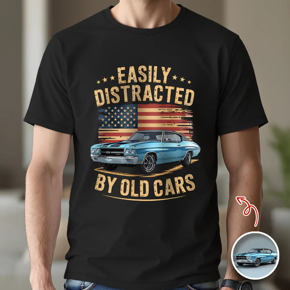 Personalized Classic Tee With Old Cars Graphic, Vintage Auto Humor Unique Gift for Car Guy