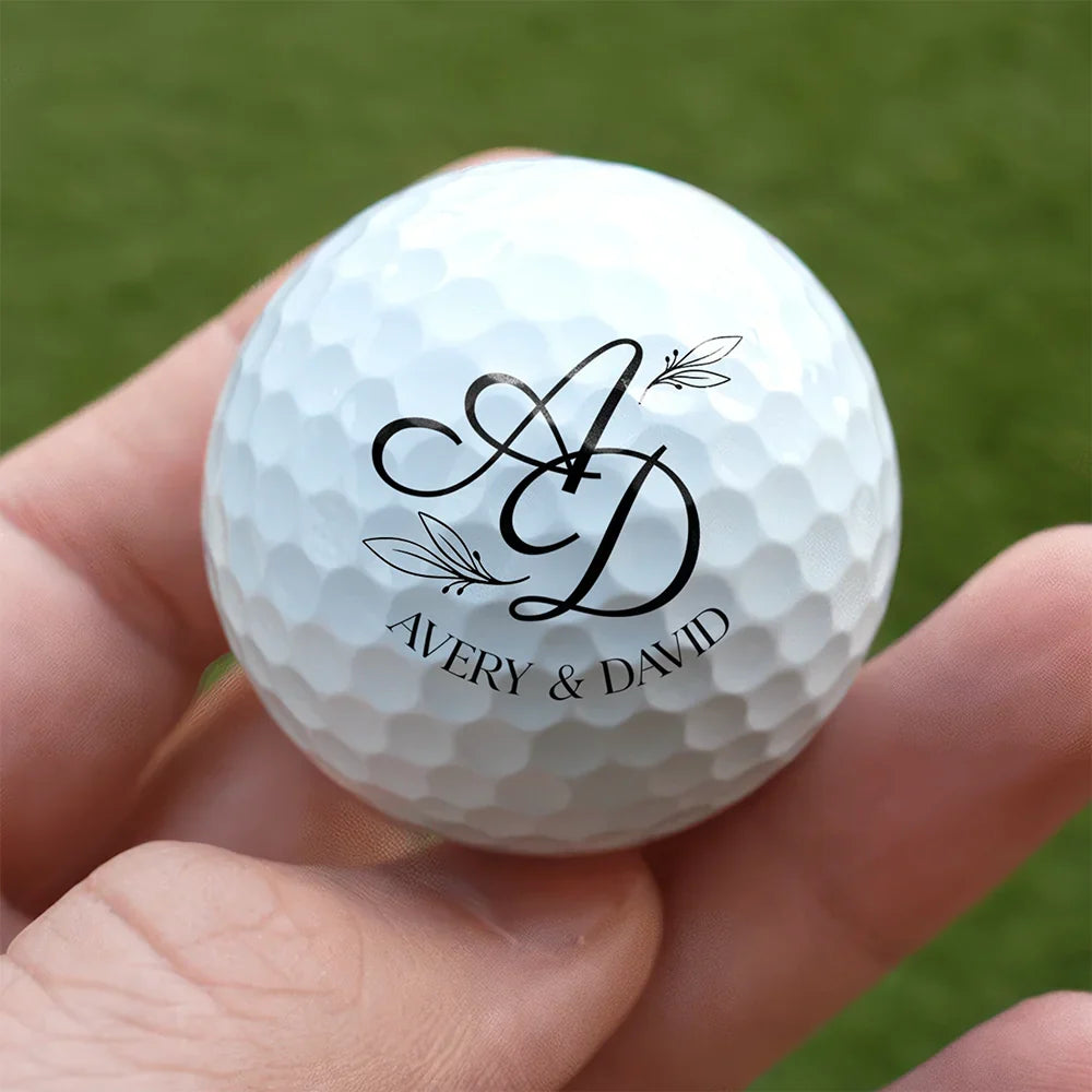 Personalized Golf Ball with Elegant Couple Monogram, Unique Wedding Gift for Golf Lovers