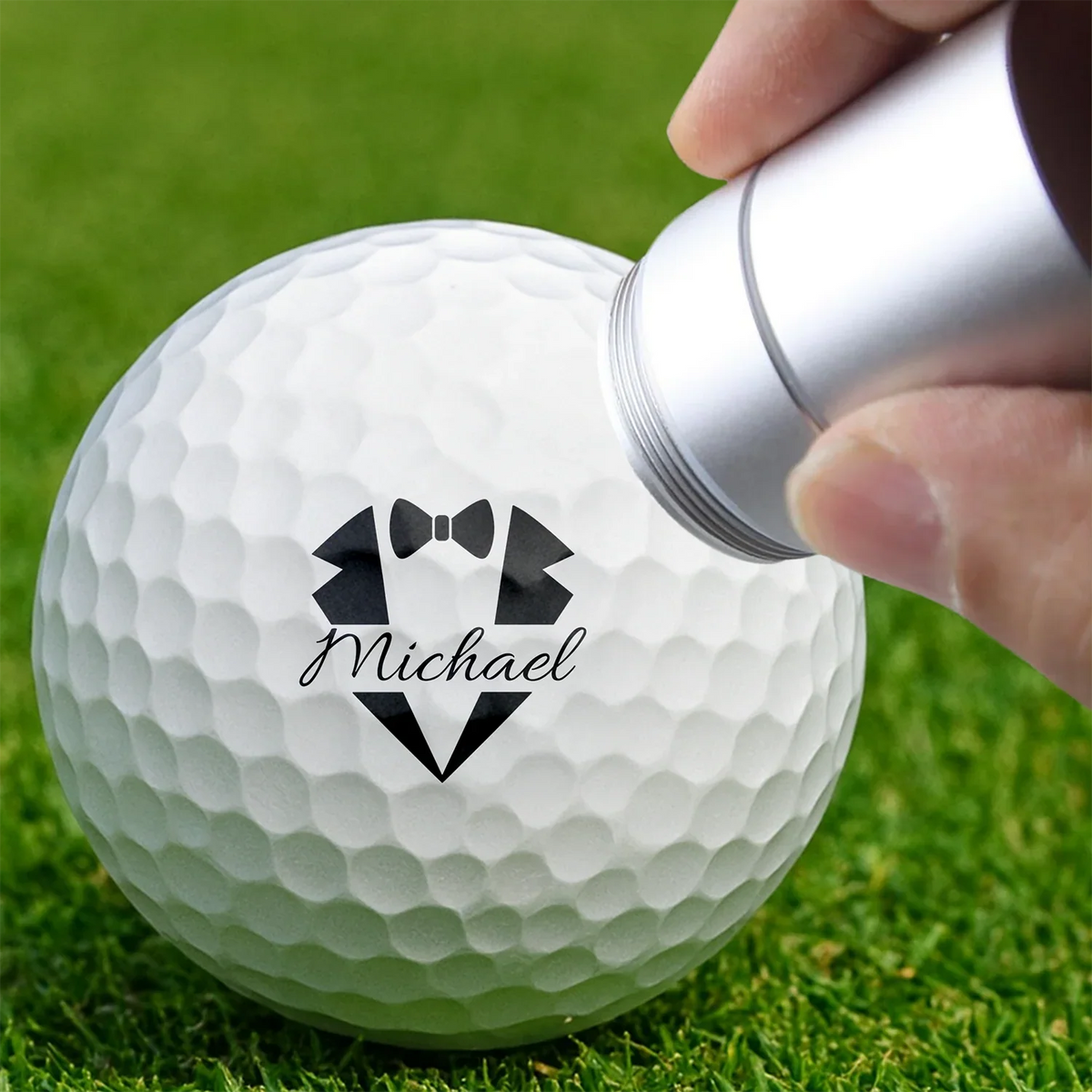 Personalized Golf Ball Stamp Box With Tuxedo Name Design, Unique Wedding Gift for Groom & Groomsman