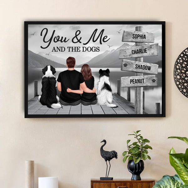 Personalized Couple You Me And The Dogs Cats Poster, Perfect for Home Decoration and Pet Lovers