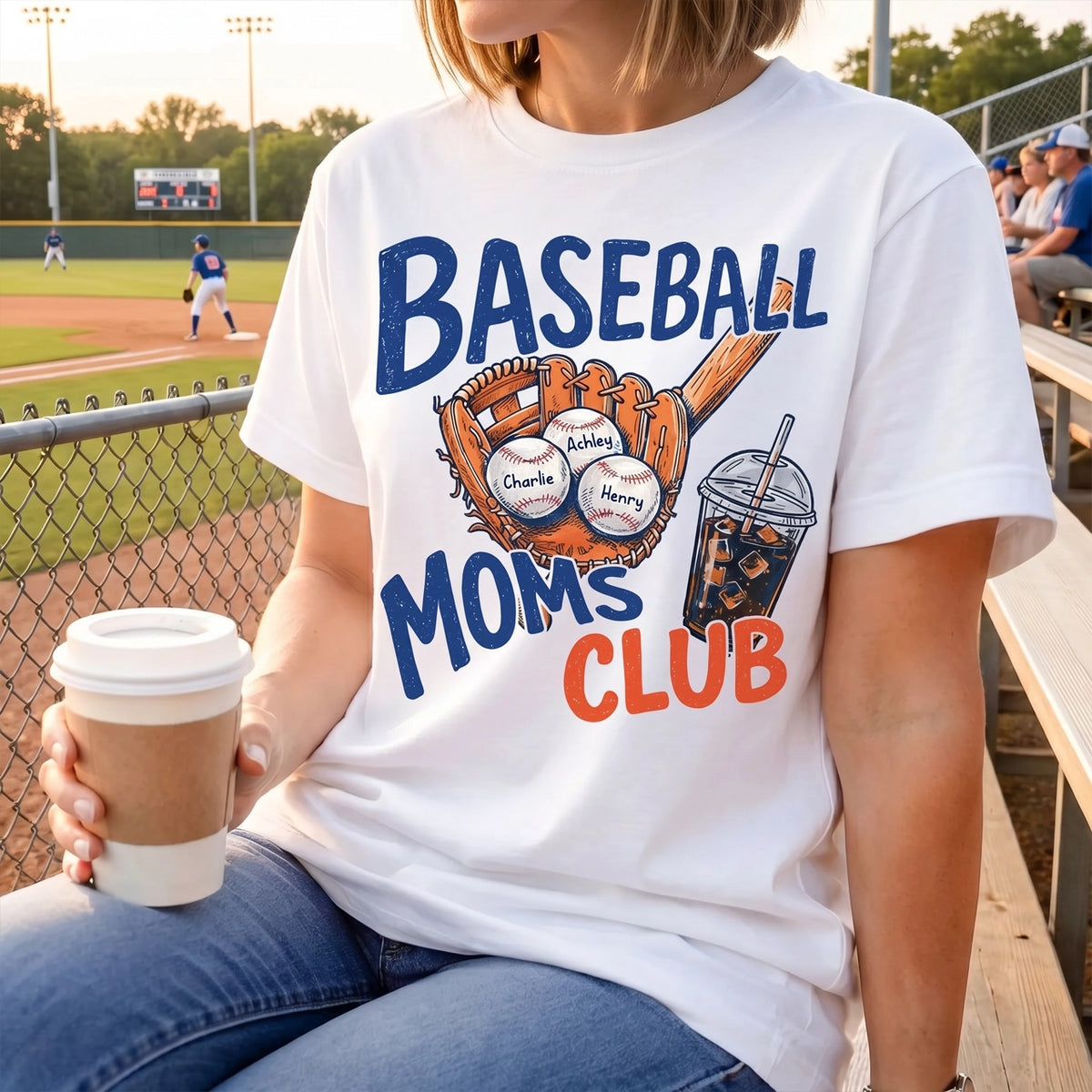 Personalized Baseball Moms Club Classic Tee, Retro Glove Graphic Game Day Spirit, Unique Gift for Mom