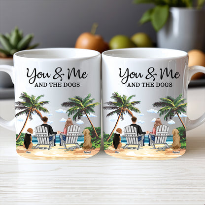 Personalized White Ceramic Mug – You & Me and the Dogs, Custom Mug for Couples with Their Dogs, Perfect Gift for Dog Lovers,